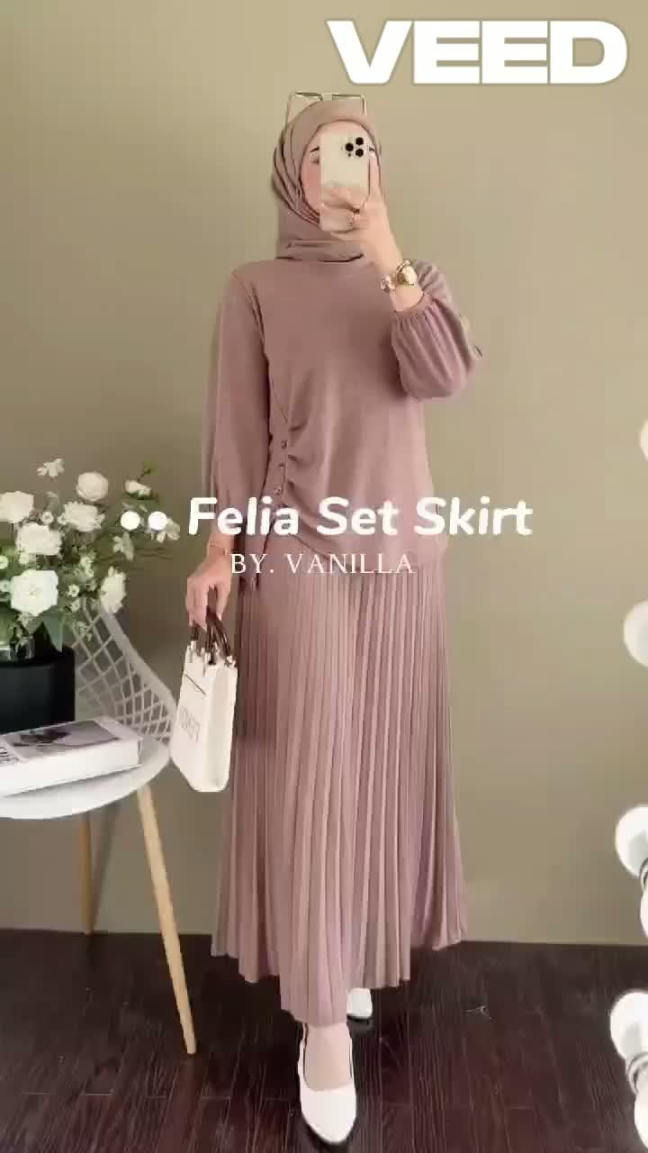 FELIA SET ROK PLISKET SETELAN WANITA BAHAN KAOS KNIT ASTER LD 110-120CM ROK PLISKET LP 80-100 PANJANG 90CM
