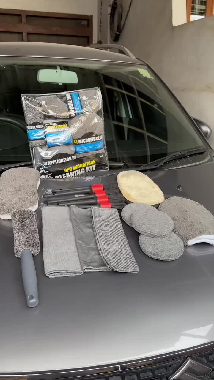 Lap Microfiber Alat Cuci Detailing Mobil Motor Set 9 Pcs