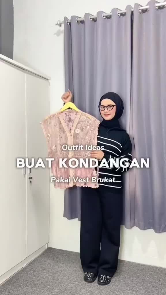 Nuna Vest Brukat Tile Garden Premium Ootd Hijab Outfit Simple Motif Rompi