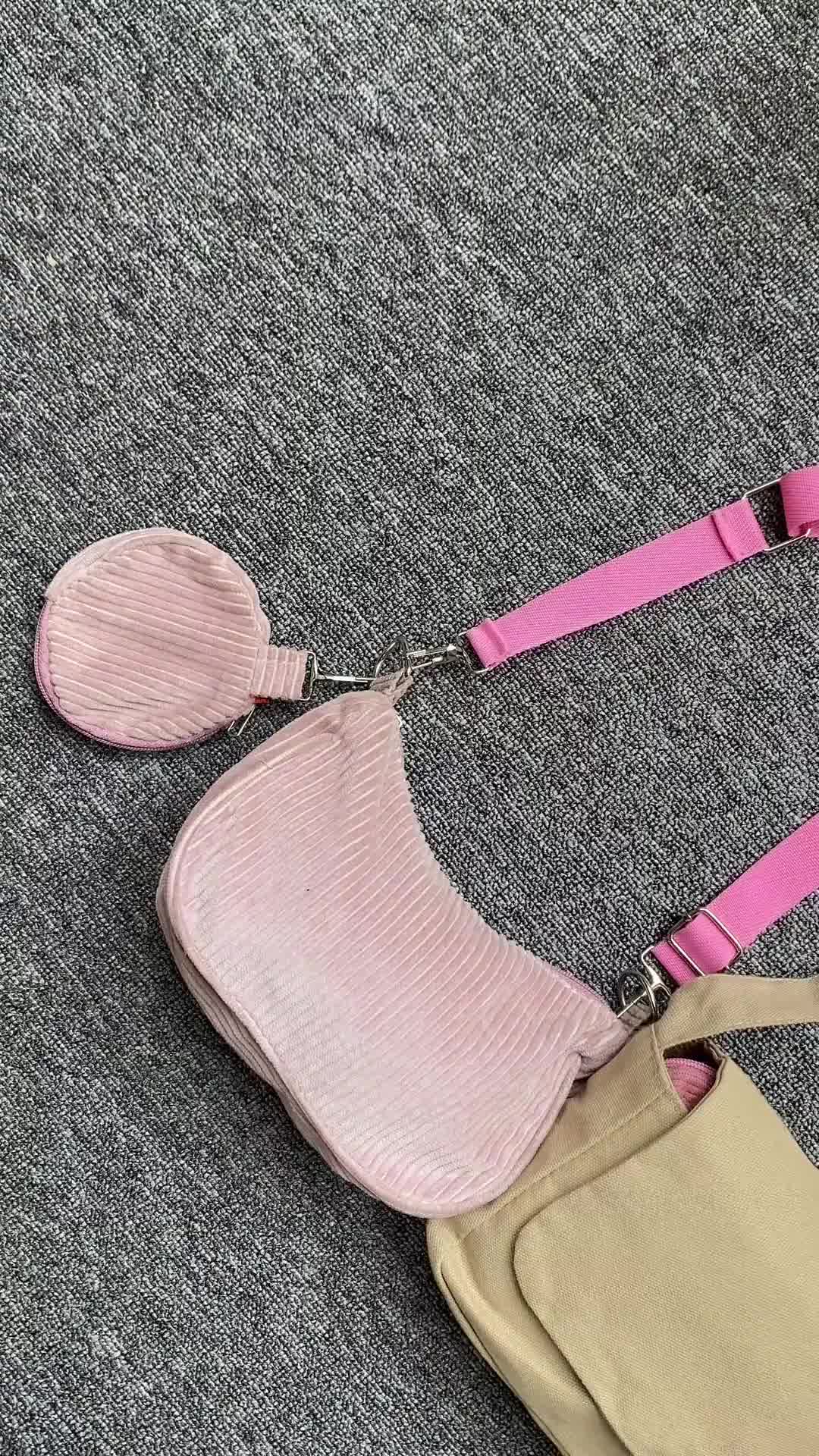 PUSHOP PAKET KOMBO HEMAT Tas Selempang Pria Wanita - Beli 1 Dapat 2 Tas selempang Slingbag Casual Paket Canvas Corduroy Hitam