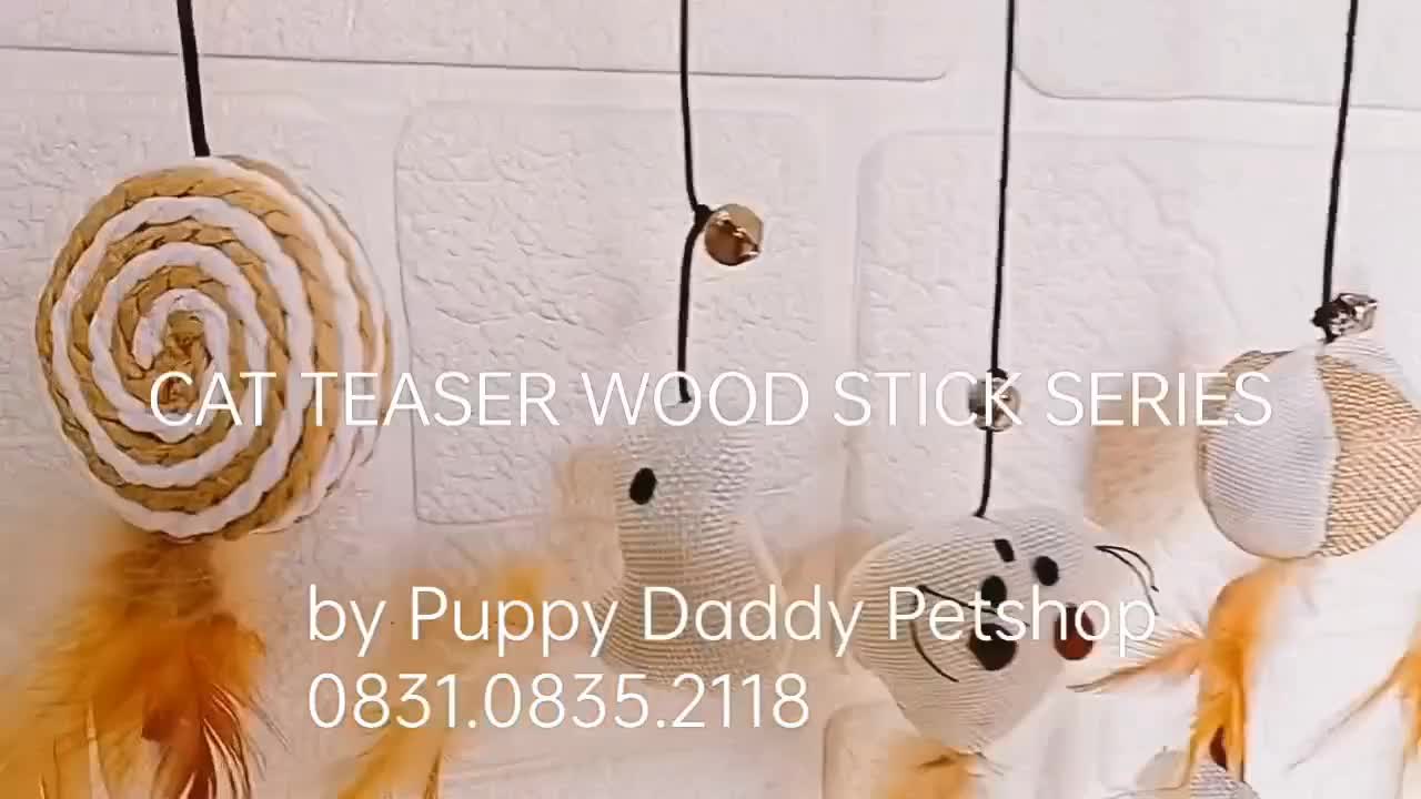 Cat Teaser wooden stick - Tongkat mainan kucing 40cm