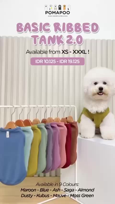 Pomapoo - Baju Kucing dan Baju Anjing Basic Ribbed Tank 2.0