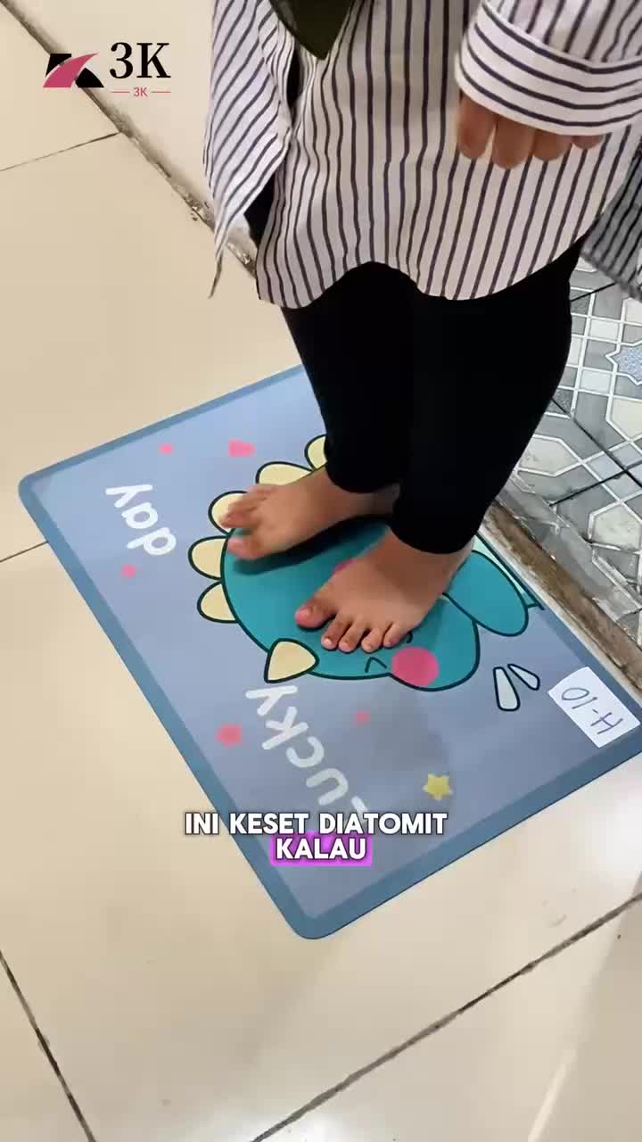 (3K Surabaya) Keset Diatomite Kotak Anti Slip / Keset Kamar Mandi Motif Lucu Terbaru 2025