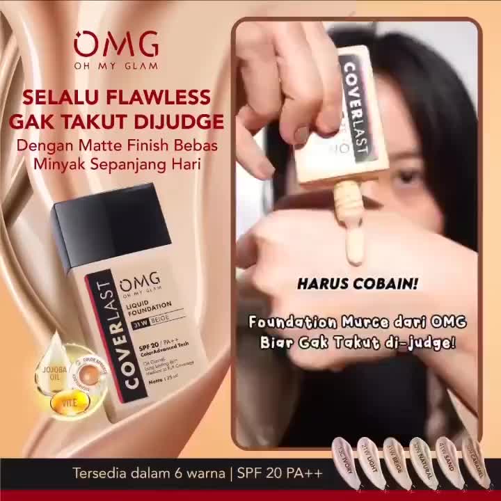 OMG Oh My Glam Coverlast Liquid Foundation SPF20++ Alas Bedak Tahan Lama
