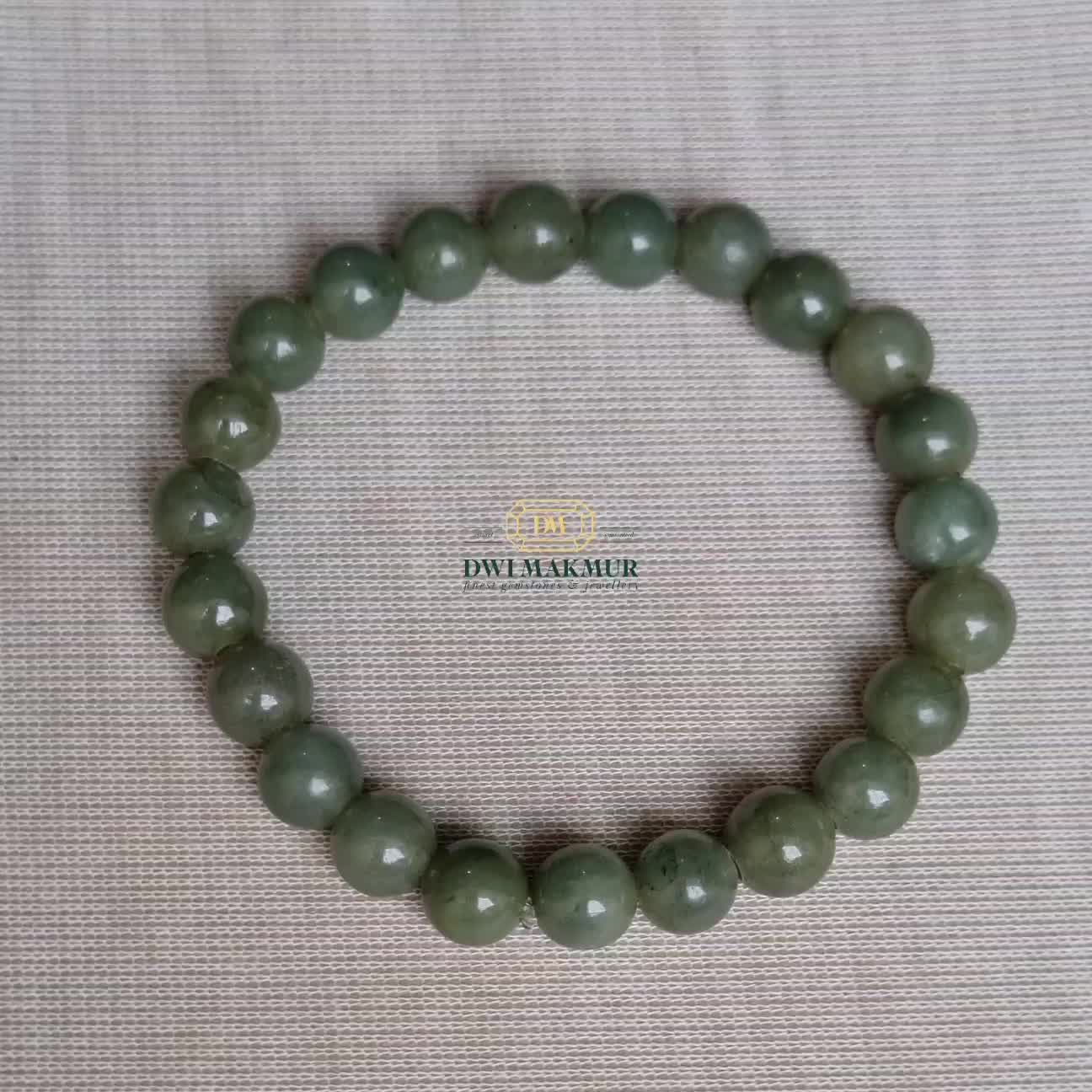 Certified,Type A JADEITE JADE Bead Bracelet Burma