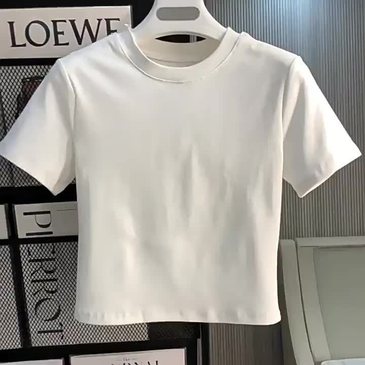 Atasan Wanita Lengan Pendek Gaya Jalanan Dengan Motif Print/Crop Top Baju Hitam Kece Korean Style Slim Fit/Ootd Kaos T-shirt Vintage Kekinian