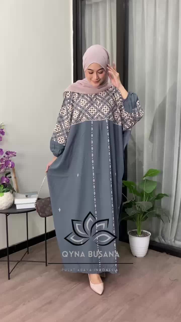 Kaftan Motif Safira Ld 180 cm Kaftan Panjang Muslim Wanita Nyaman