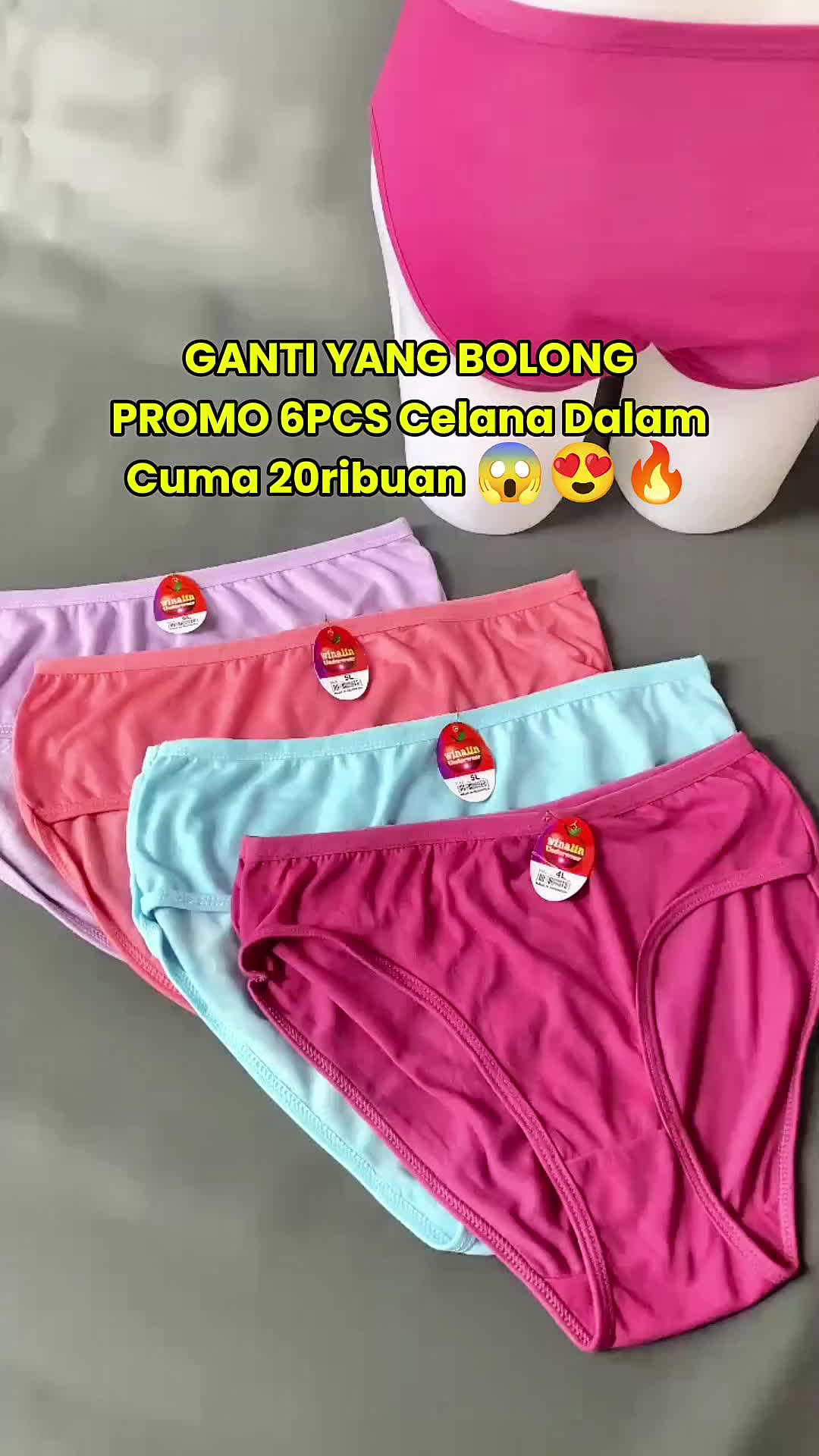 Celana Dalam CD 6pcs GROSIR lembut nyaman ukuran celana dalam Wanita Polos Halus Size M-L-XL-XXL-XXXL Motif Polos Celana Dalam Wanita Premium