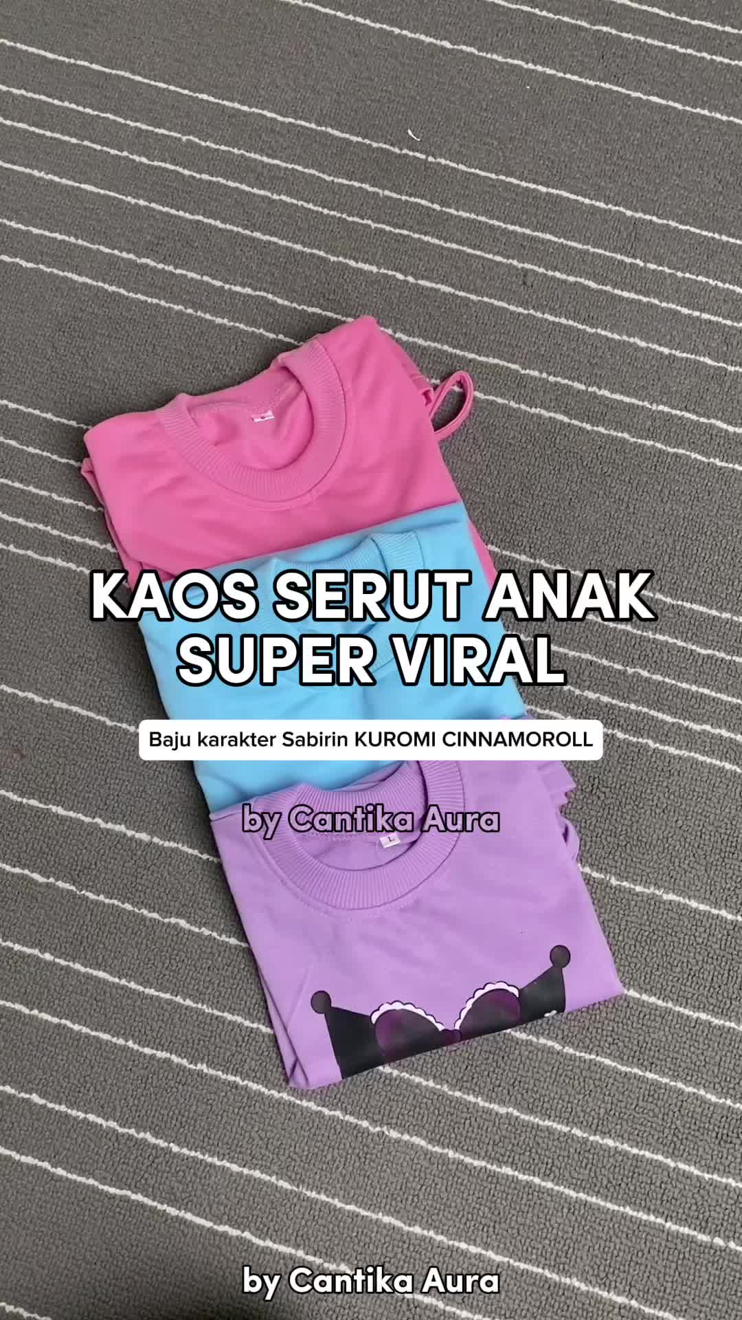Kaos Serut Crop Top Anak Perempuan Kekinian Kuromi Cinnamorol Sanrio - Fashion 4 6 8 10 12 Tahun
