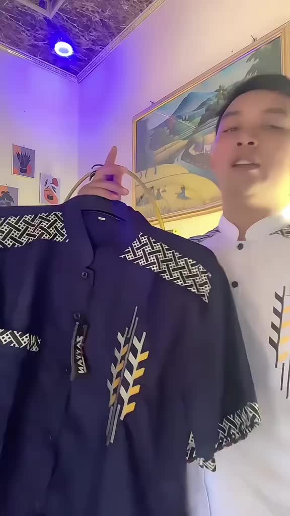 Baju Koko Muslim Pria Dewasa Lengan Panjang Katun Bordir Kombinasi Batik Pekalongan Motif Terbaru Lebaran 2025 - Kurta, Pendek