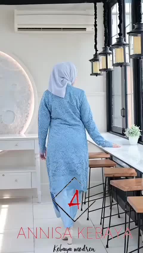 Set Tunik Brukat Hana dengan Payet dan Rok Songket untuk Wanita - Mewah, Muslim, Dress, Biru, Kebaya, Navy, Tile one