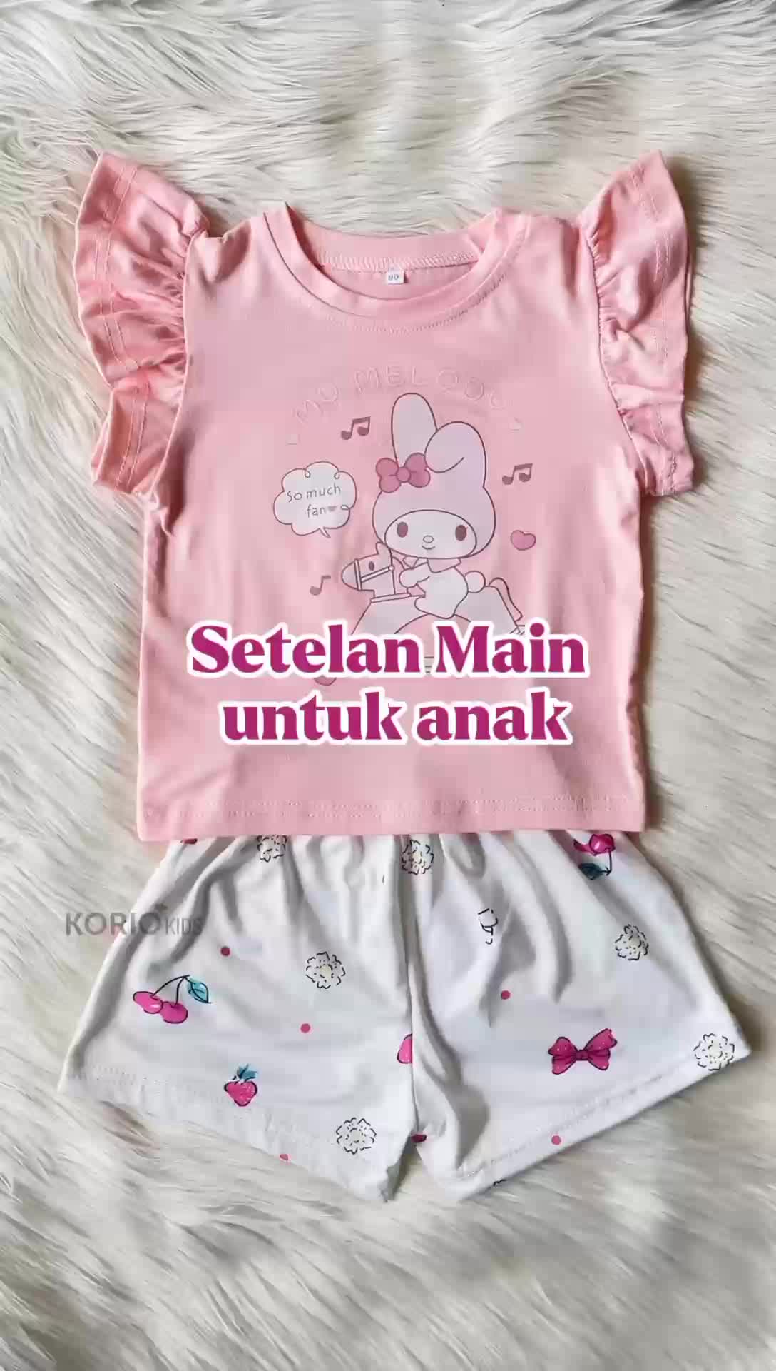 One Set Pakaian Anak Perempuan Fashion Motif Lucu Setelan Celana Baju Tidur