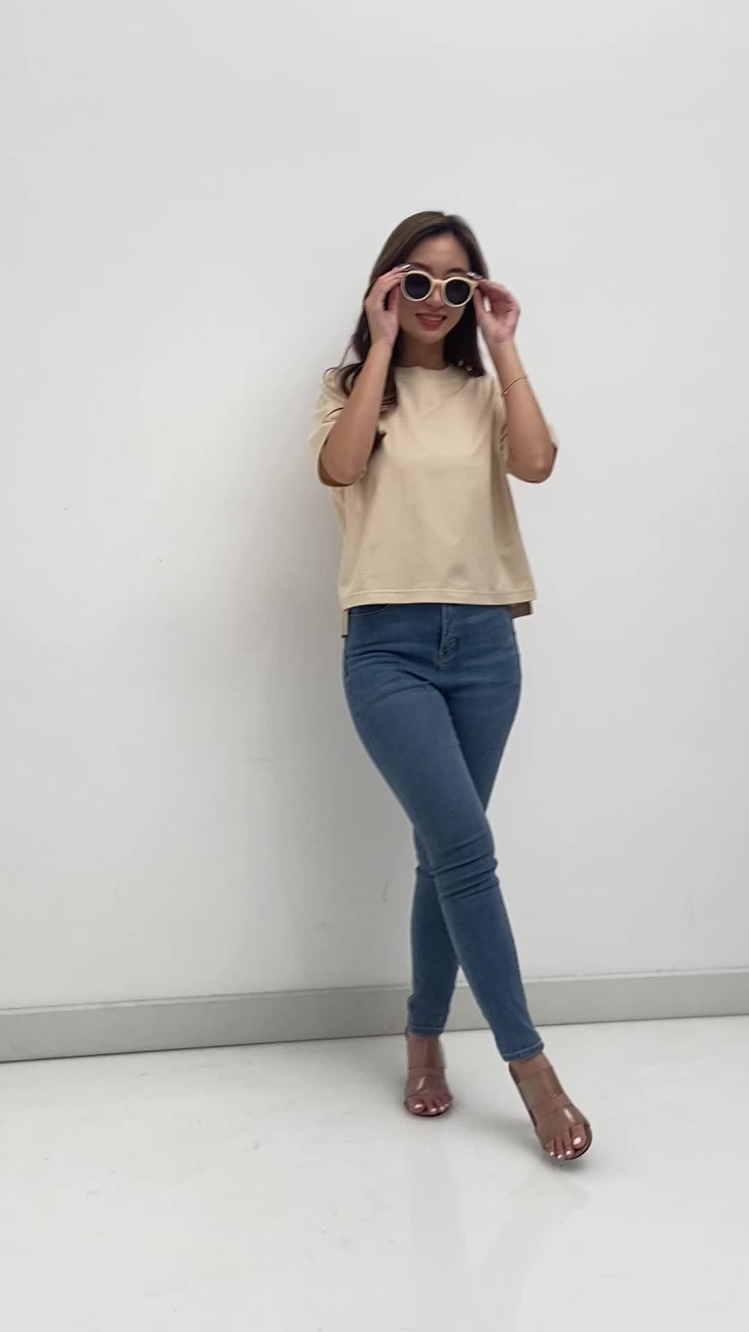 Turbine Aliana Round Neck Oversize Top T-Shirt Jersey - Baju Crop With Side Slit - Baju Atasan Kaos Wanita Oversize Belah Samping Tangan Pendek - Basic Crop Tee Katun Combed 24'S Polos Hitam, Putih dan warna Panjang