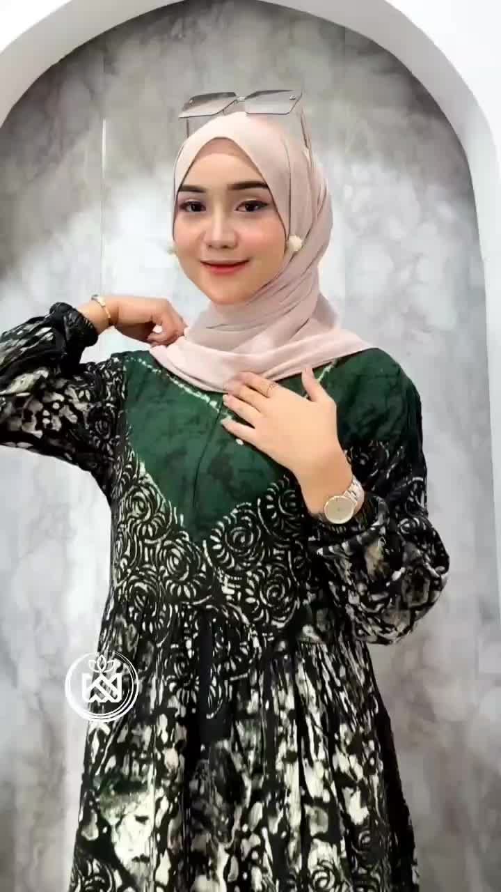 Zaneera Batik - Gamis Twill Ori Pekalongan Dress Muslim Wanita Rayon Premium Tebal Cap Malaman Motif Prambanan Series Model Susun Rempel Busui Nyaman Panjang Karet Lembut