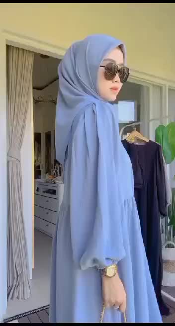 Luna Set Syari Pasmina Oval gamis syari Wanita Bahan Crincle Airflow Muslim Panjang gamis syar'i  set hijab Crinkle Dress