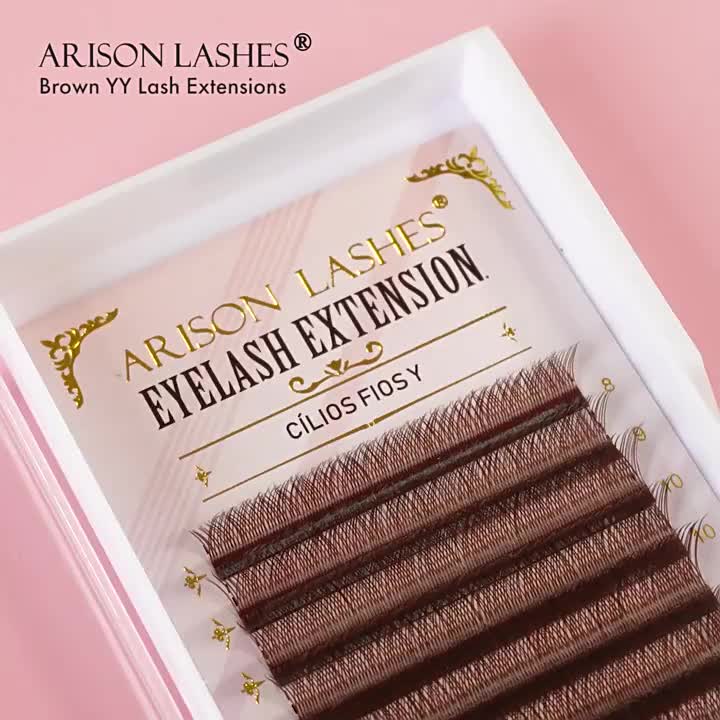ARISONLASHES Bulu Mata Palsu YY Shape Premade Fans Eyelashes Extension 0.05/0.07MM C/D Hitam Matte Bulumata