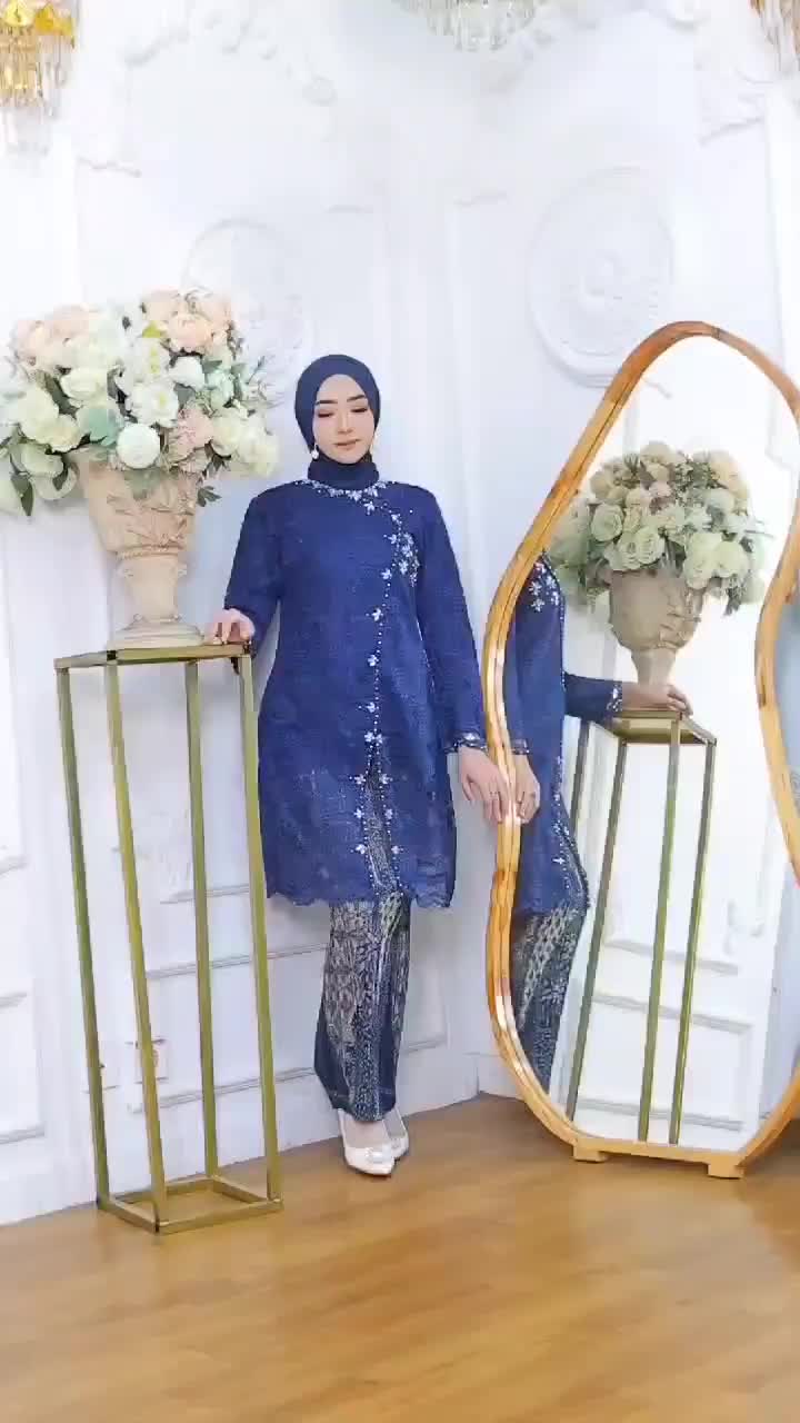 Setelan Kebaya Tunik Payet Janggan Brokat Modern Bawahan Rok Plisket katun silky Batik Atasan Dress Kebaya Remaja Lamaran Pesta Wanita Kondangan Dewasa Kebaya Wisuda Baju Mewah Panjang