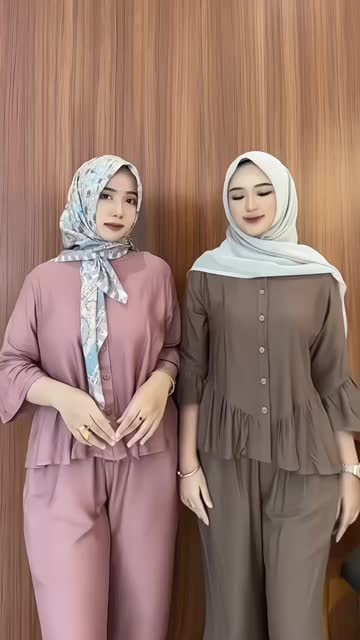 Oneset Rayon Twill - Luna Set Celana Rayon Polos Oneset Wanita Busui Oneset Rampel Kancing Setelan Kulot Cutbray