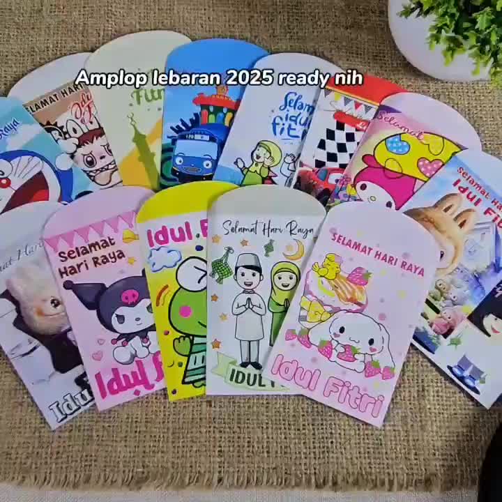 100 lembar Amplop lebaran idul fitri oval pnc karakter  ukuran medium