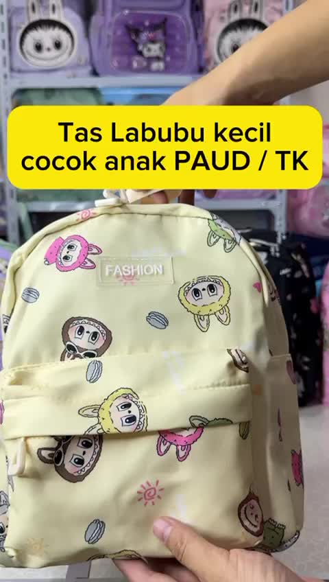 Tas Labubu Warna Hitam Anak TK PAUD Perempuan Laki Laki Kecil 30cm | CL02 Kivaro Motif Fashion Ransel Rajut