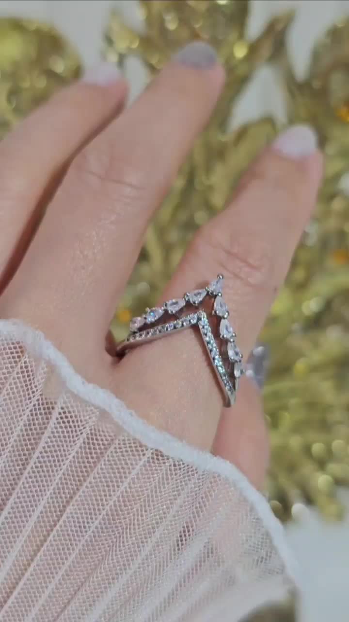 Illuminare-(100% Original) HT-RG09 Perhiasan Cincin Wanita Mewah 2 in 1 Asli Perak Silver Sterling S925 Anti Karat 18K Gold Plating