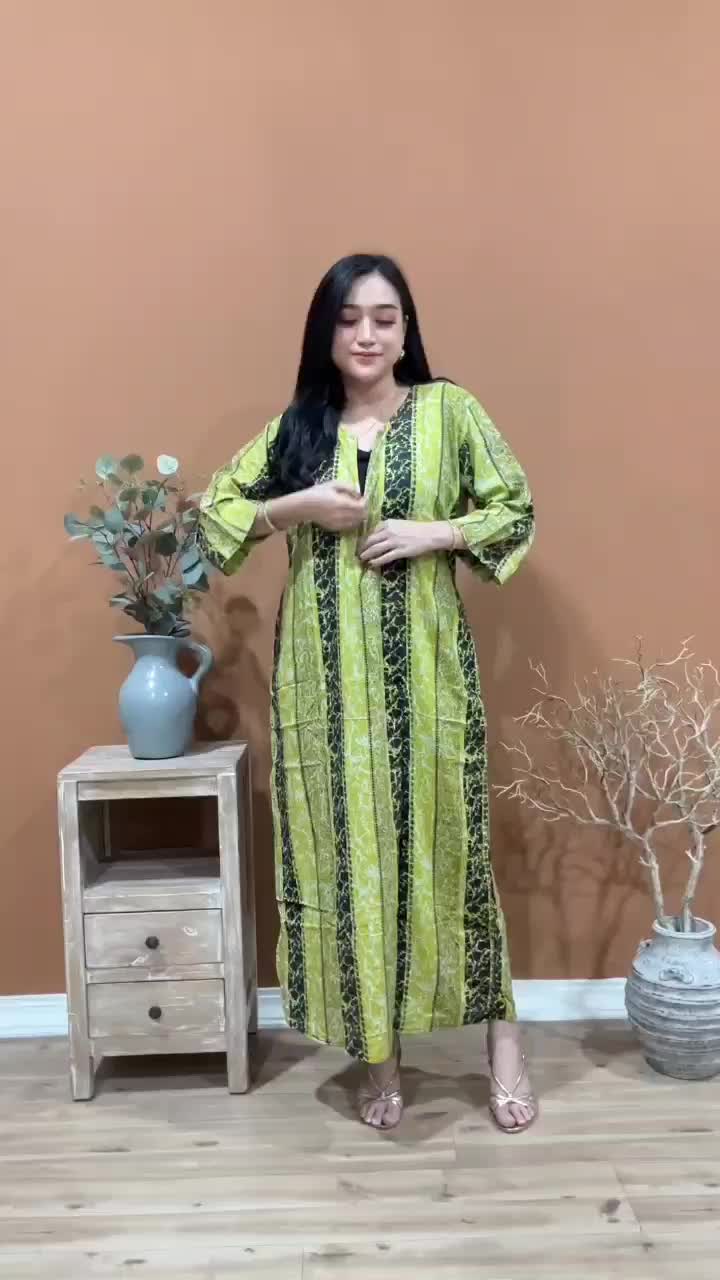 Daster Gamis Tangan 3/4 Busui Friendly Bahan Rayon Premium Baju Tidur Wanita Dress Panjang Kekinian Model Simpel Korean