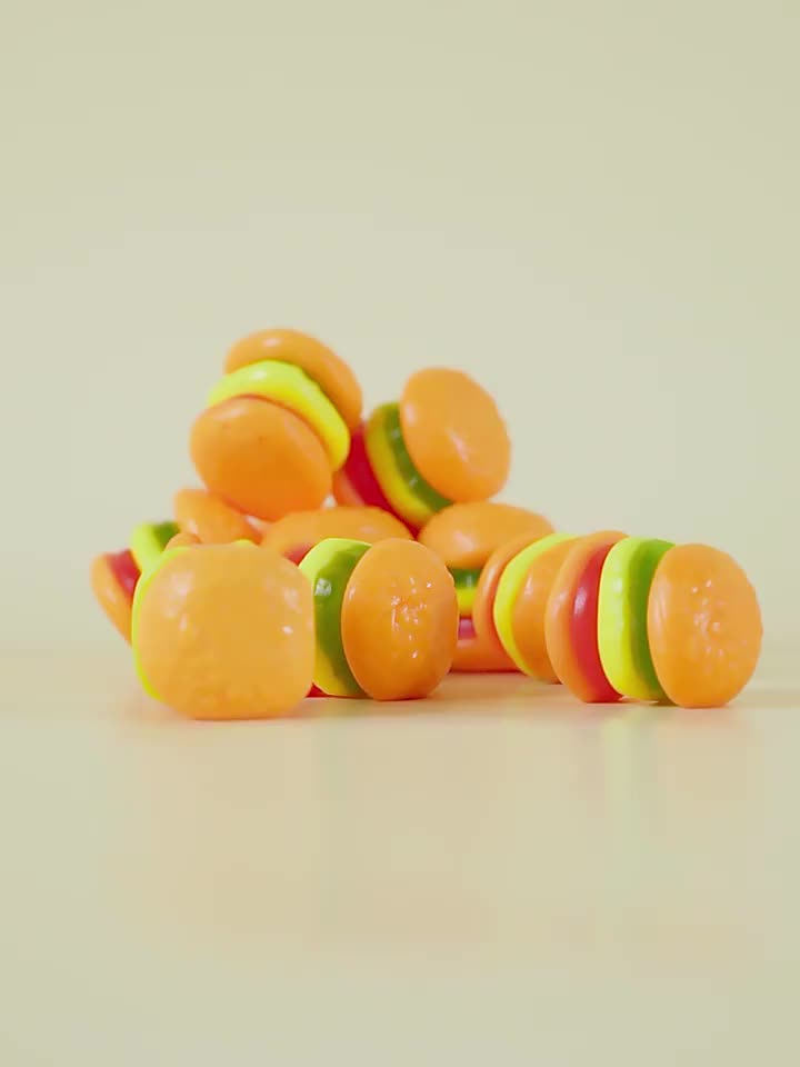 【Harga grosir】 【HALAL】 Permen hamburger imitasi massal, Kemasan mandiri, Sehat dan enak Permen favorit anak-anak 7 rasa buah 200g-500g