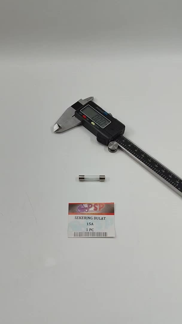 Sekering Tabung Bulat 15 A - Sekring Sikring Botol Tabung Kaca Bulat Fuse Glass 15 Ampere Universal