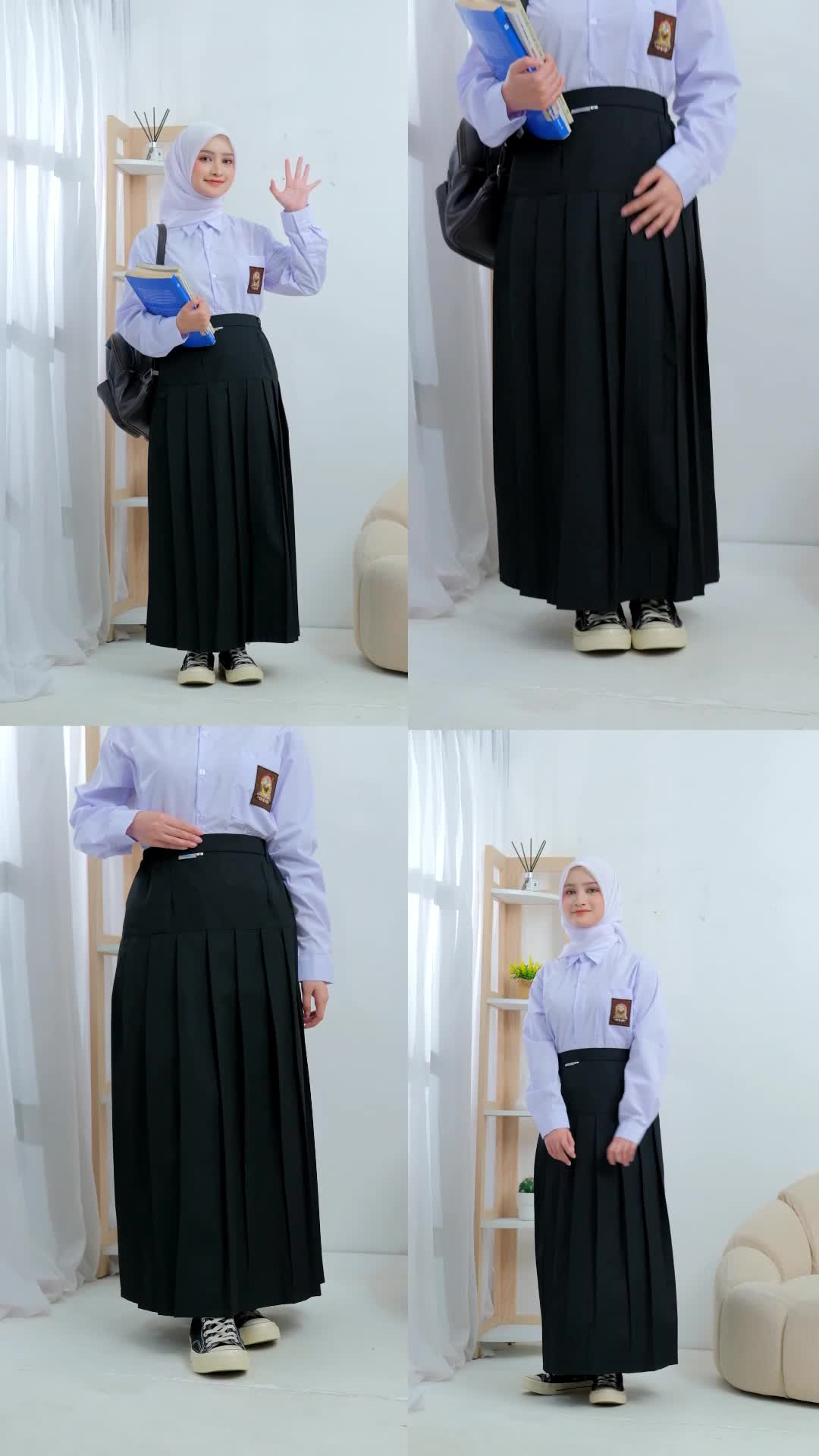 Deliscool Rok Rempel Bawah Pinggang Hitam Rok Sekolah Smp Sma Hitam Panjang Rempel Lipit Bawah Pinggang Pinggul Baping