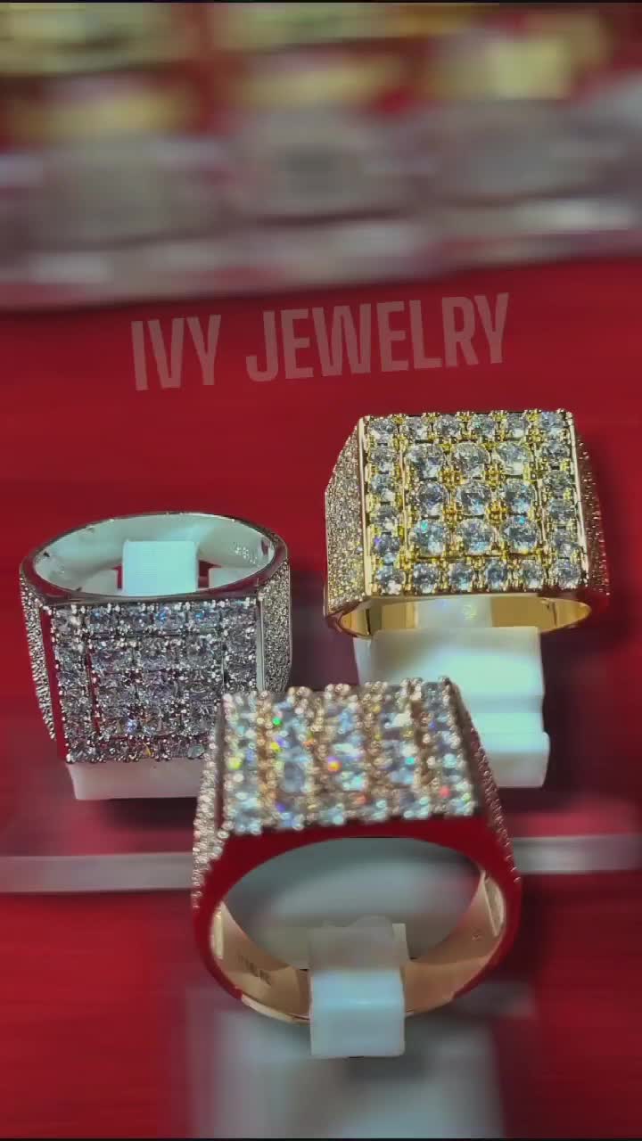 Cincin b3rlian persegi elegan mewah A02