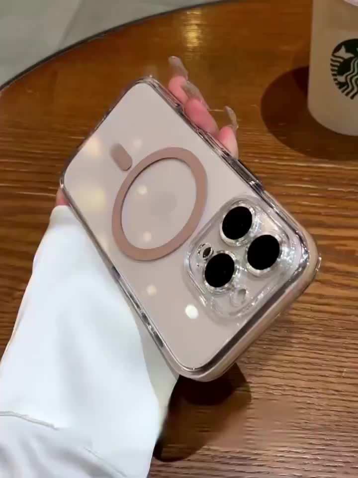 New Titanium Metal Lens Magnetic Phone Case for IPhone 16 13 14 15 Pro Max Transparent Acrylic Shockproof Bumper Hard Casing