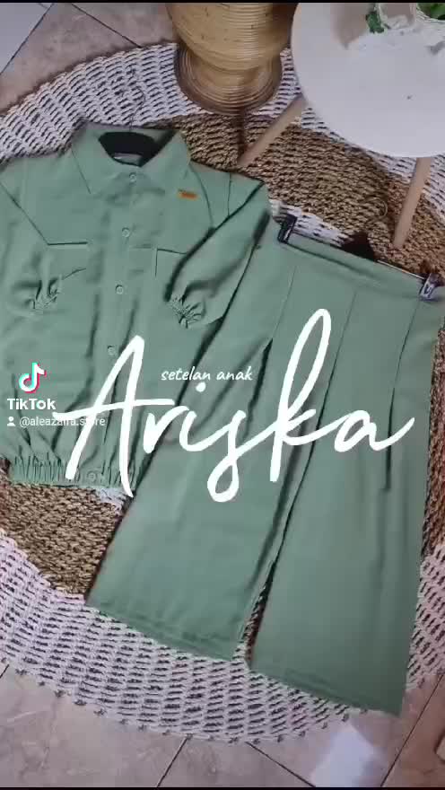 Setelan anak ariska set kids crinkle airflow / Baju setelan anak perempuan 3-12 tahun crinkle airflow
