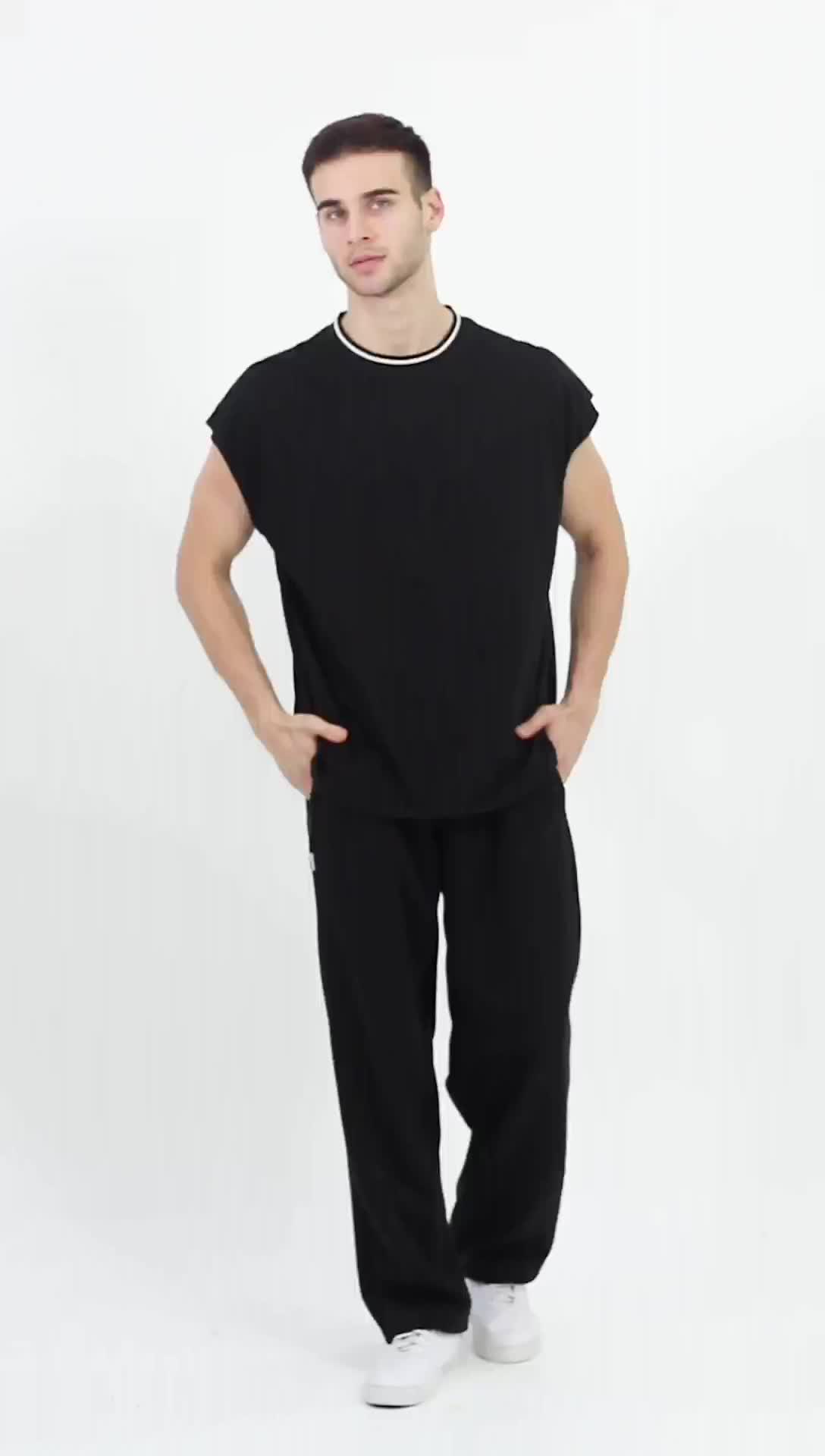 AGMAN Boxy Tank Tee - Pria, Kaos, Katun Combed 24S, Lembut dan Nyaman Polos Keren Distro Hitam oversize