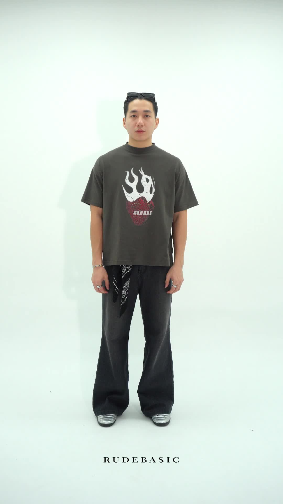 RUDEBASIC - Flame Berry Tiny Tee - Heavy Weight Cotton [UNISEX]