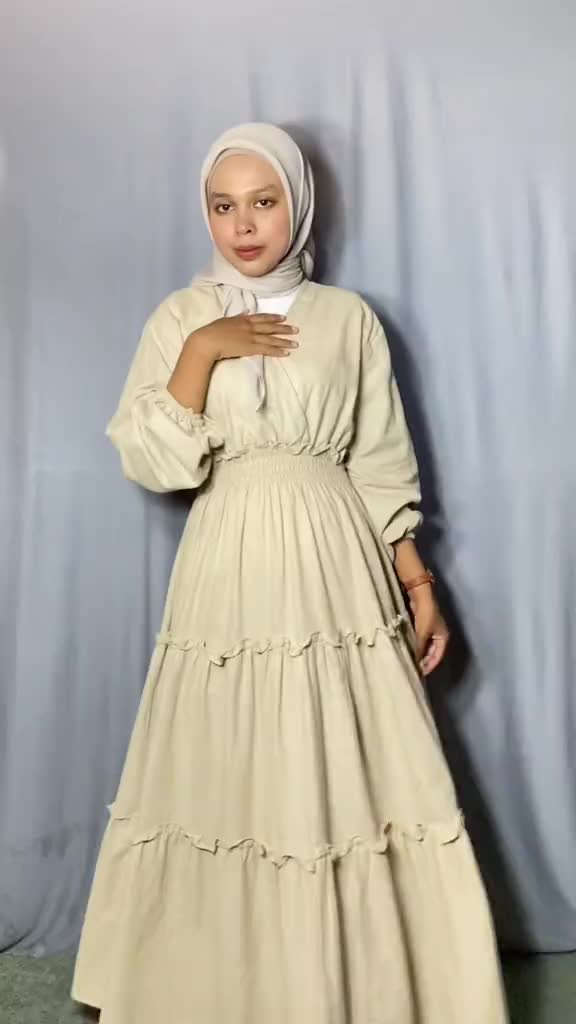 DRESS SUSUN KERAH V NECK / GAMIS RAYON REMPEL JUMBO / DRESS BUMIL DAN BUSUI / GAMIS KONDANGAN VIRAL