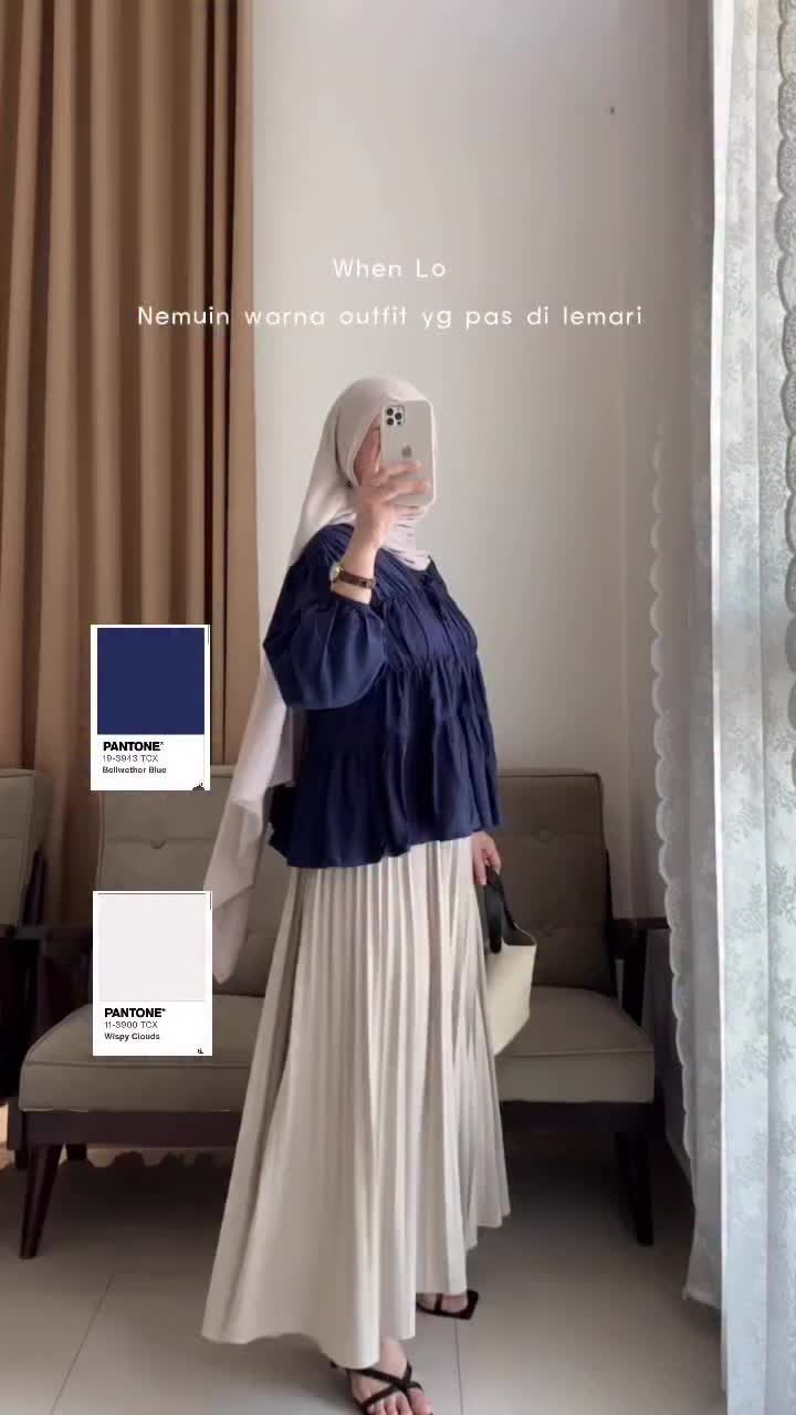 Oneira Mireya Blouse Kerut Rayon Atasan Wanita Kekinian Polos Warna Lengan Panjang Standar Twill Basic Oversize Katun Kancing