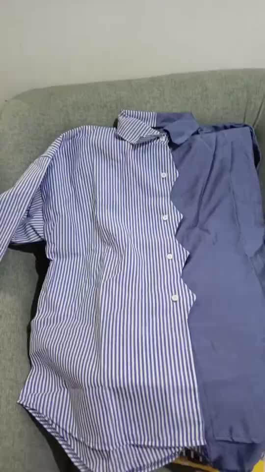 ANRAY ZIGZAG Kemeja Wanita crinkle Oversize Kombinasi Salur Garis Blouse Wanita Korean Style terbaru 2024 blouse  shemira  Panjang Stripe Katun Nyaman Hitam Motif Casual Tangan Atasan Putih