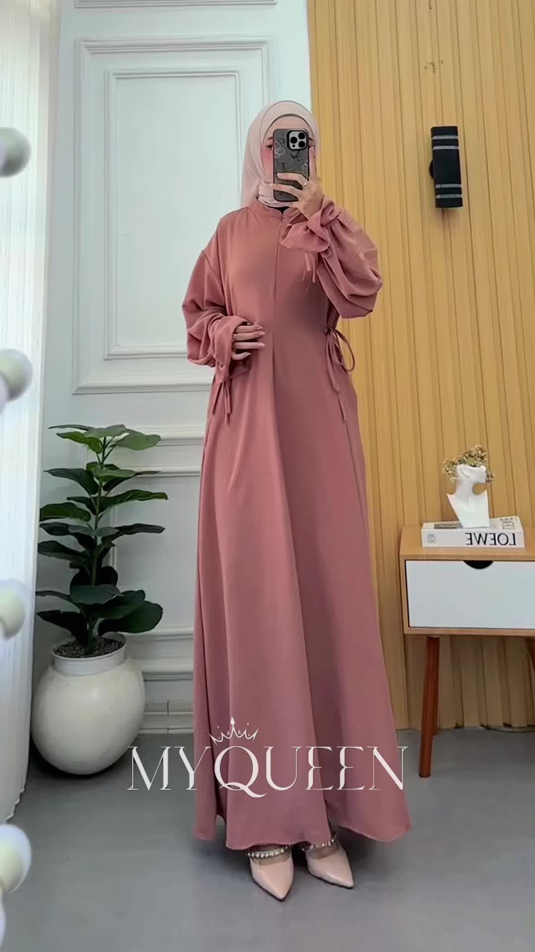 MYQUEEN - Abaya Yasmin Gamis Crinkle Airflow Premium Terbaru Polos Busui