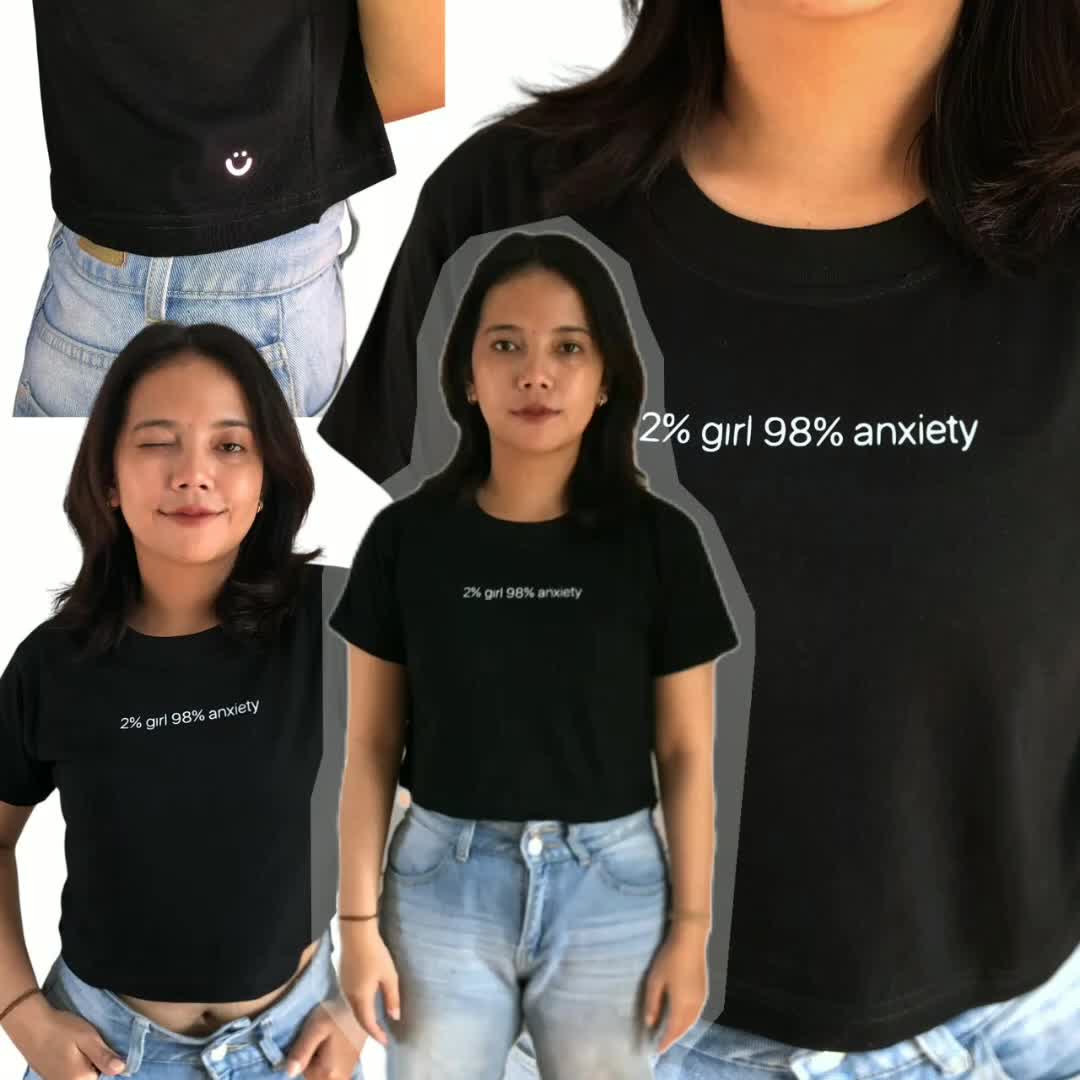 Anxiety Mood Crop Tee | Main Oods | Crop Top YK2 | Kaos Skena Kaos Hitam Putih