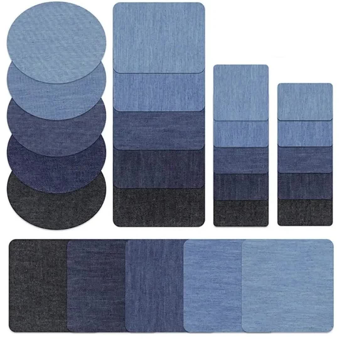 5pcs Patch Celana Denim Tempelan Celana Jeans Bolong 12.5*9.5cm Bordir Tempelan Celana Jeans