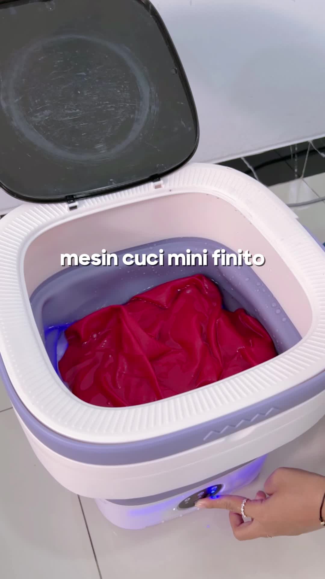 Mesi Cuci Mini Lipat Finito Lengkap dengan Pengering Pakaian Digital/ Mesin Cuci Lipat Kapasitas 12L Portable