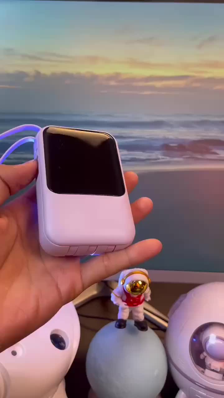 【COD】PowerBank 60000mAh Mini dengan 4 Kabel Fast Charging Port Tipe-C Lightning Micro dan Lampu Senter