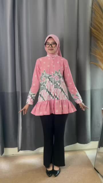 Hastina Blouse Series Atasan Batik Kerja Kantor Wanita Print Pastel Busui Friendly Modis Modern Kekinian