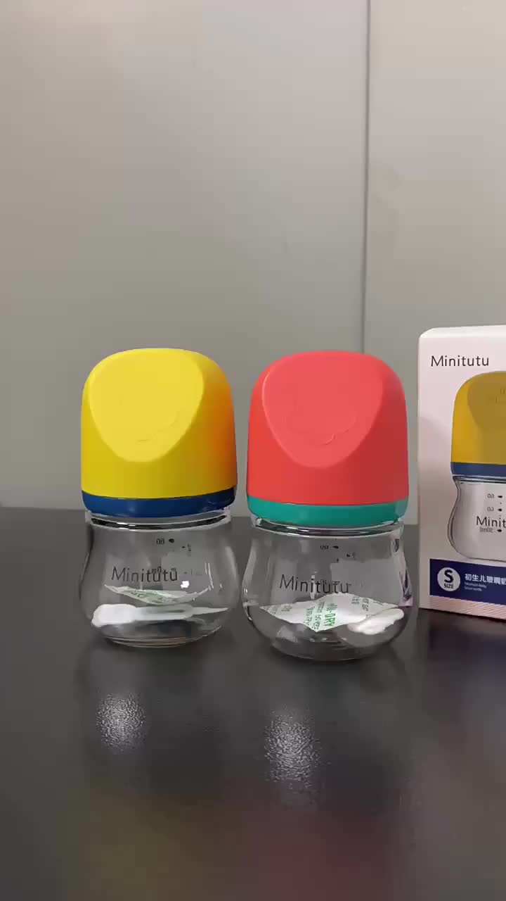 Mintutu Botol Susu Bayi Baru Lahir Bahan Kaca/PPSU Mulut Lebar Cocok untuk Bayi Baru Lahir 0-6 Bulan Anti-Kolik Bebas BPA Bottle Minum