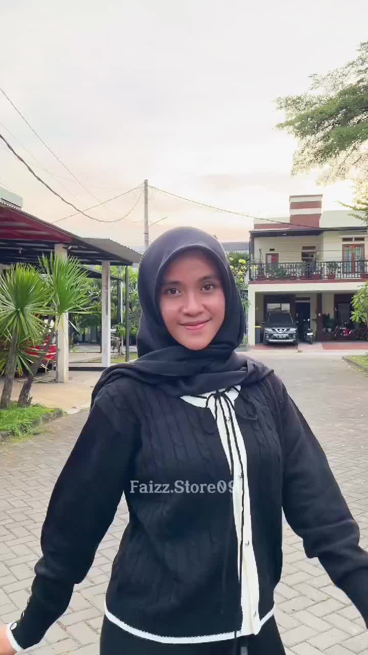 Vela Cardigan Rajut Tali Pita Motif Cable Lengan Panjang Wanita Kekinian Outer Atasan Kardigan Knitwear