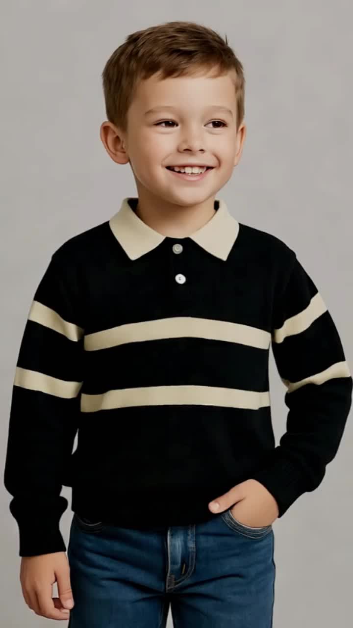 Mantel Sweter Rajut Hangat Bergaris Kontras Anak Musim Dingin Atasan Pakaian Anak-anak Pullover Baju Fashion Sweater