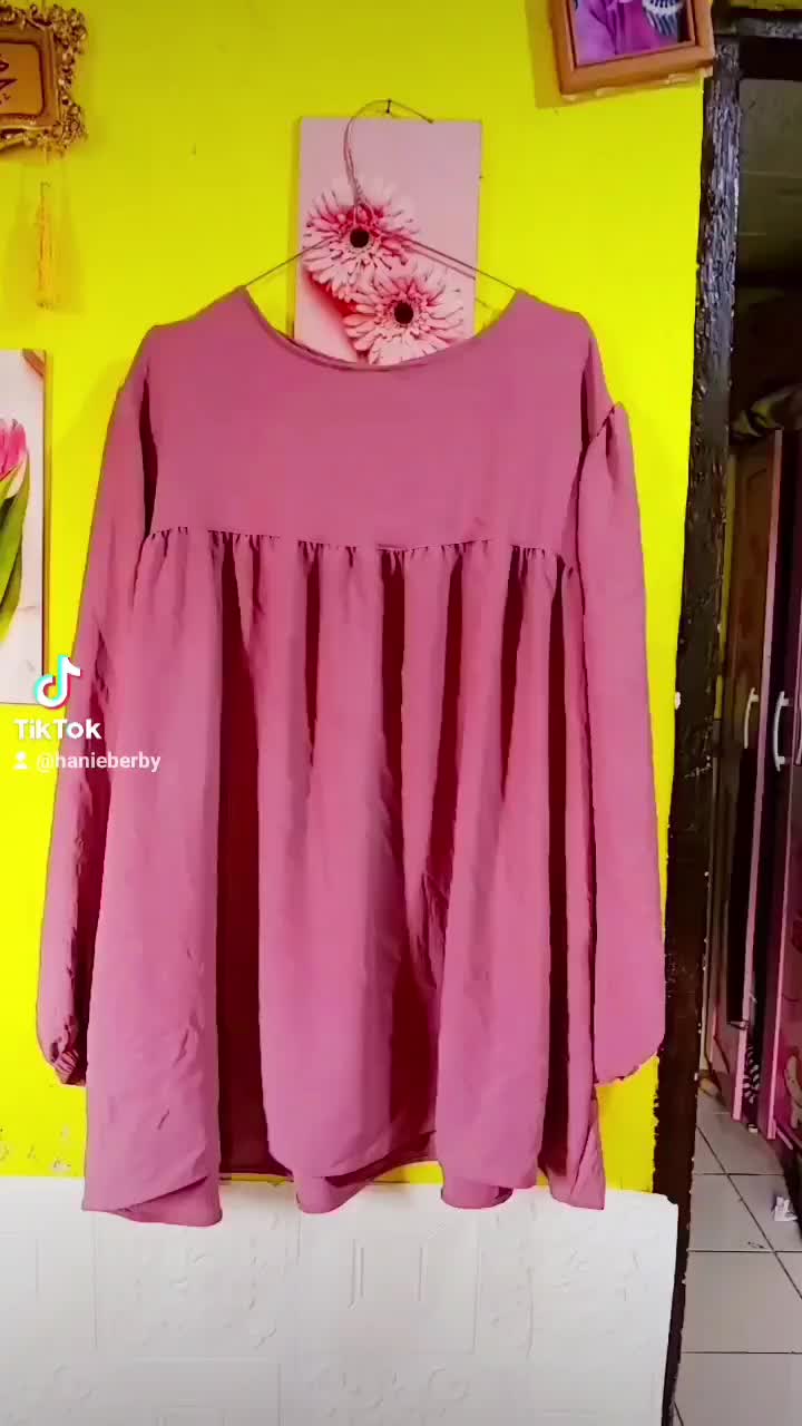 CLEO Atasan Shirt Blouse Panjang Santai Airflow Crinkle Oversize JUMBO 2024 Terbaru, Nyaman Muslim Remaja Dewasa