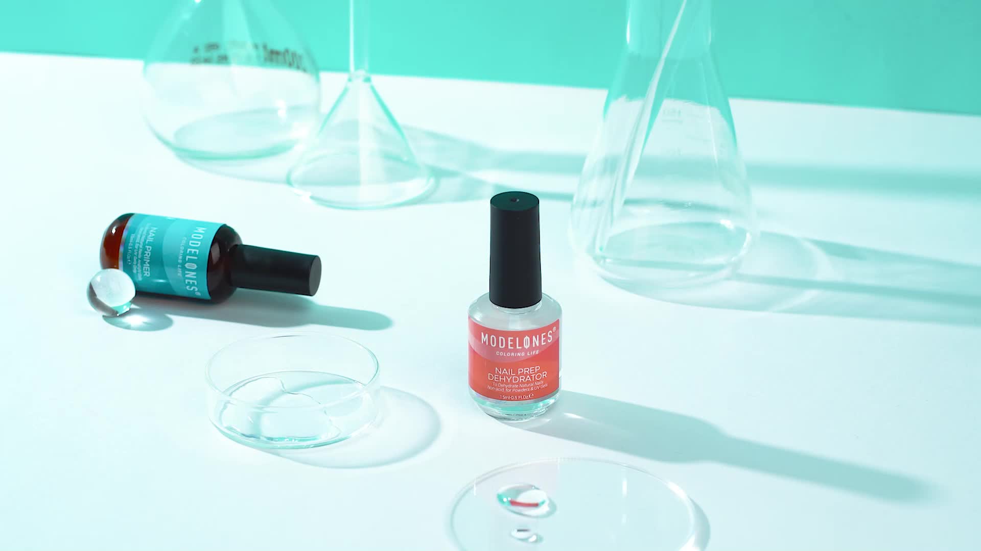 Modelones 15ml Langkah Persiapan Dehidrasi Kuku dan Set Primer Botol Kaca Cepat Kering Cat Kuku Seni Kering Tahan Lama Nail Art Polish Kutek