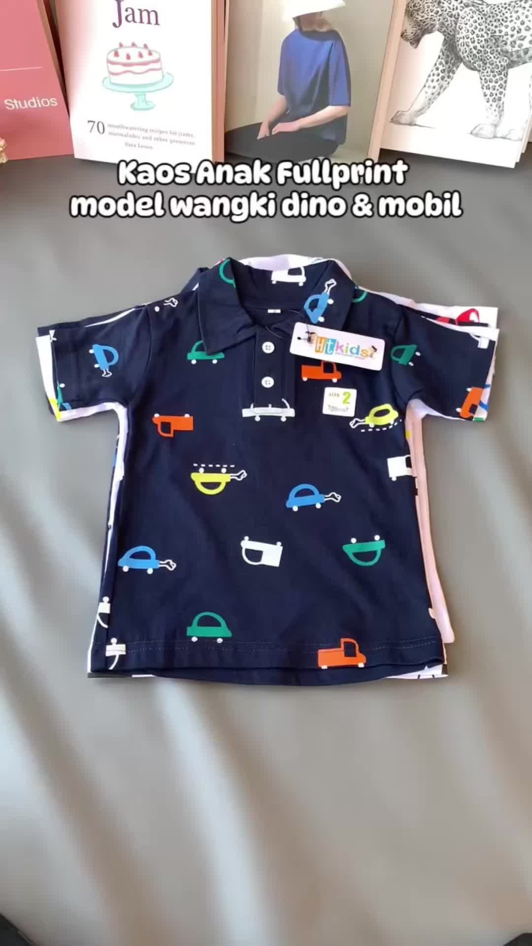 Kaos Anak Fullprint Model Wangki Motif Dino Dan Mobil KS03 1 - 5 Tahun