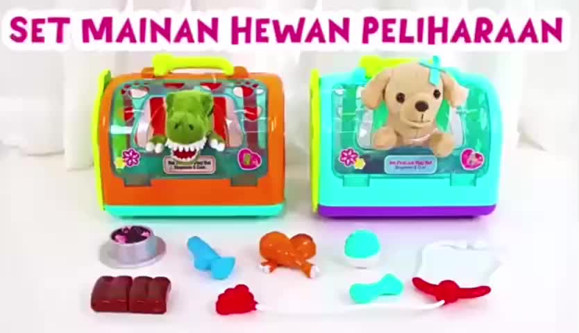 Roscloud Kandang mainan hewan peliharaan simulasi, anak anjing dan anak kucing yang mewah dan lucu
